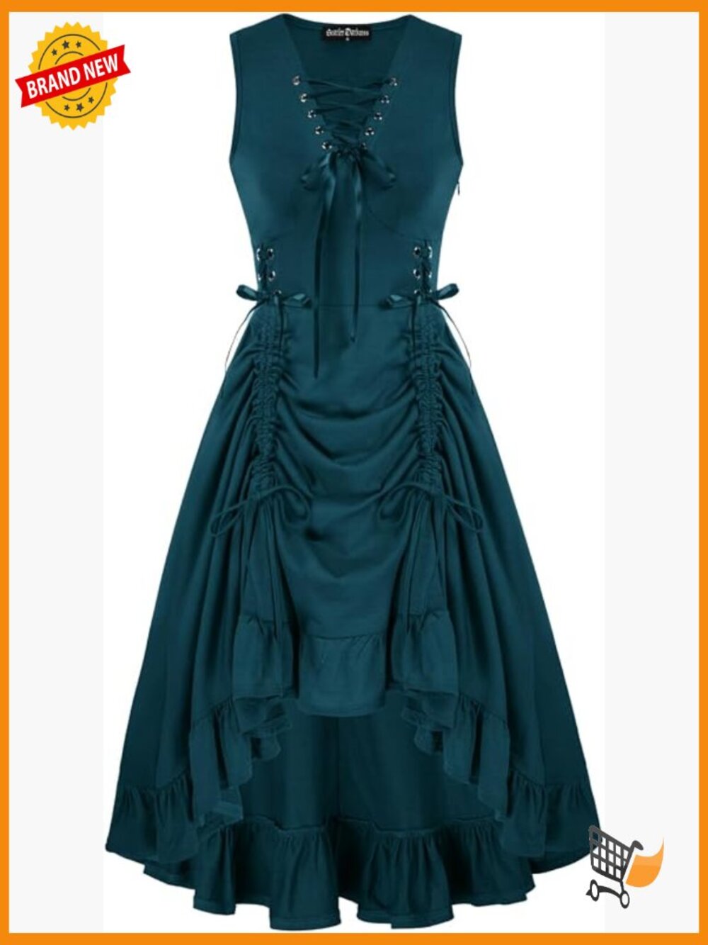 Sleeveless Steampunk Dress Lace Up High Low Design Gothic Costume